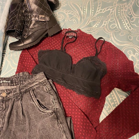 Red mesh turtle neck - Picture 1 of 3